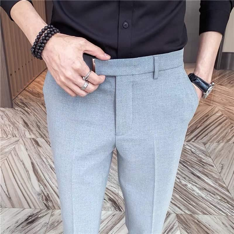 Quần âu nam mix cạp kẹp thay thế thắt lưng phom body ôm dáng phong cách hàn quốc - kiểu dáng công sở
