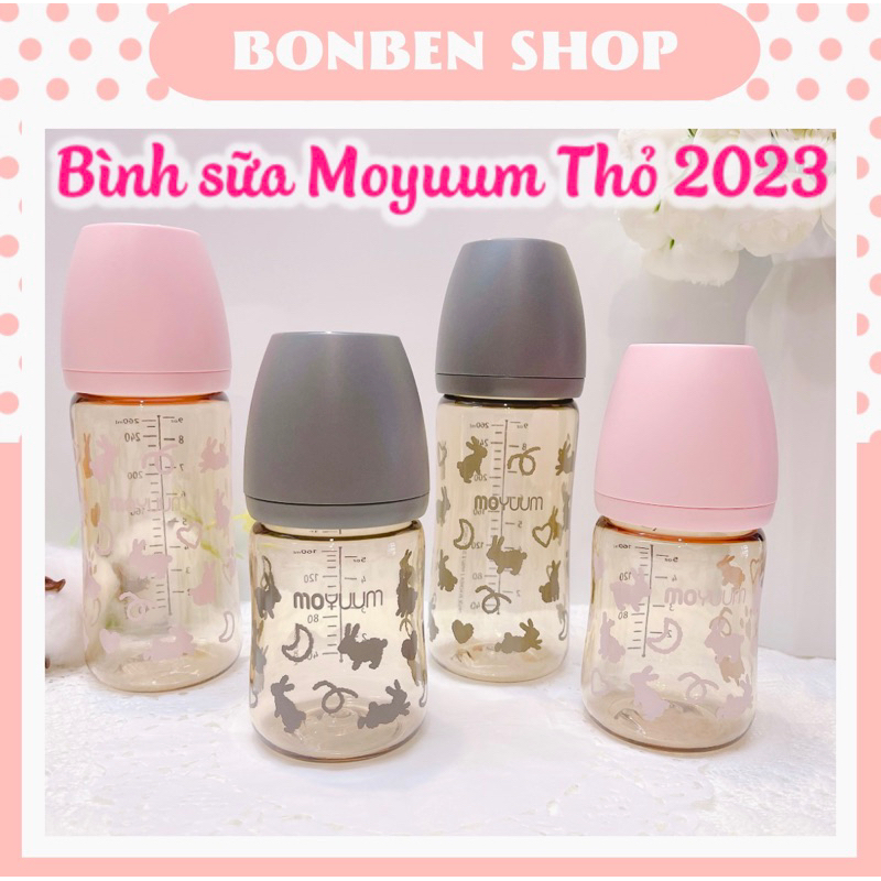 Bình sữa Moyuum thỏ phiên bản 2023 170ml 270ml tuỳ chọn núm
