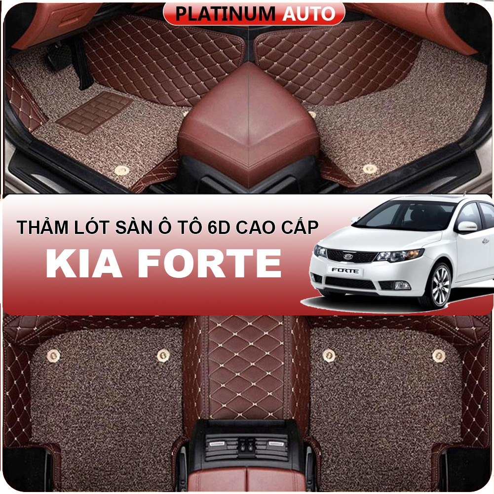 Thảm lót sàn ô tô 6D Kia Forte - Da PU cao cấp, Không mùi, Giảm 20% tiếng ồn