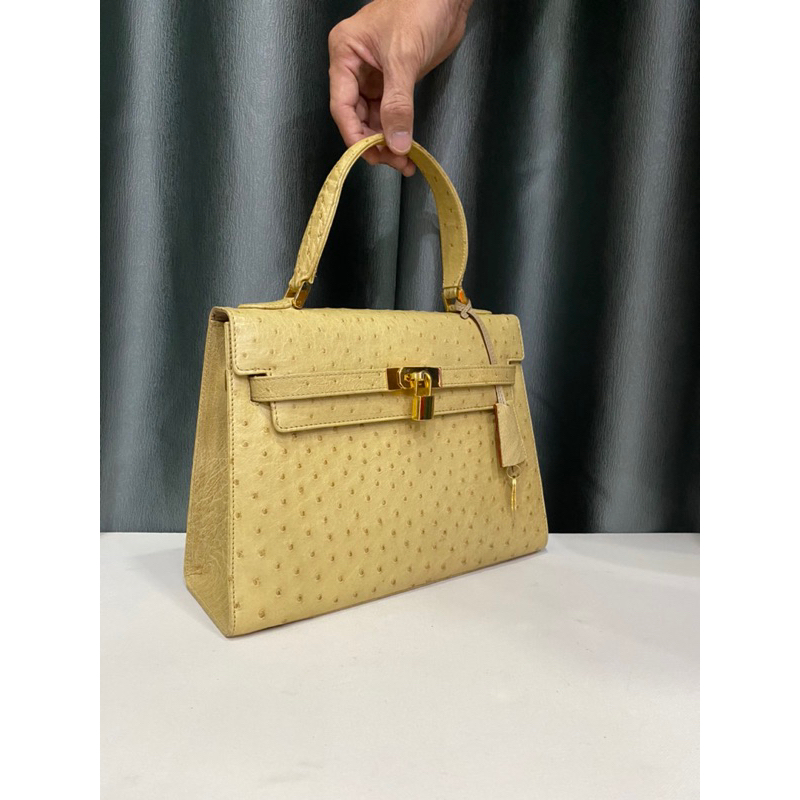 Túi si hiệu VASADINO của Ý dáng Kelly HM da đà điểu thật