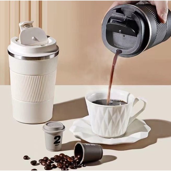 Cốc inox cầm tay có lót cao su chống mỏi tay 420ml giữ nhiệt được 5-6h giữ nhiệt được lâu.