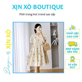 [𝐅𝐑𝐄𝐄 𝐒𝐇𝐈𝐏] Váy BabyDoll Thuê Hoa Ngắn Tay Dáng Xòe 2 Lớp Mẫu Mới Xuân Hè XinXo Boutique