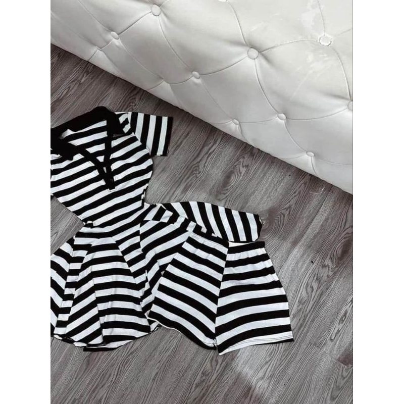 Bigsize đầm xọc ngắn xoè kèm quần