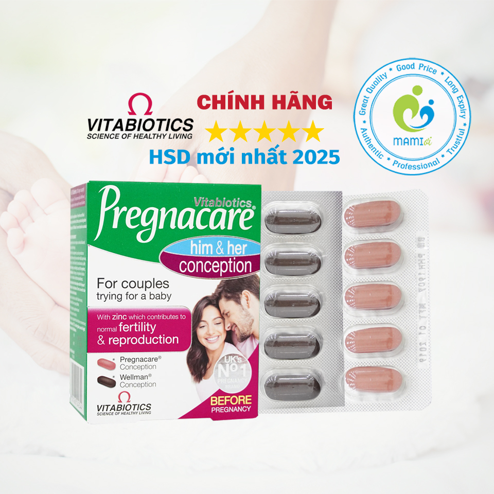 Viên uống  tăng khả năng thụ thai cho nam nữ Pregnacare Him and Her Conception, UK