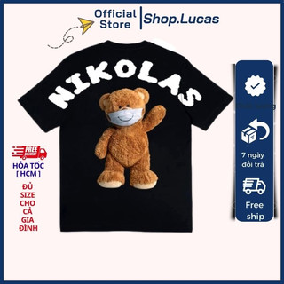 Áo Thun Cặp Đôi Nam Nữ Unisex GẤU TEDDY NIKOLAS, Áo Đồng Phục, Áo Cặp Gia Đình, Áo Phông Đôi Đen Trắng - shop.lucas