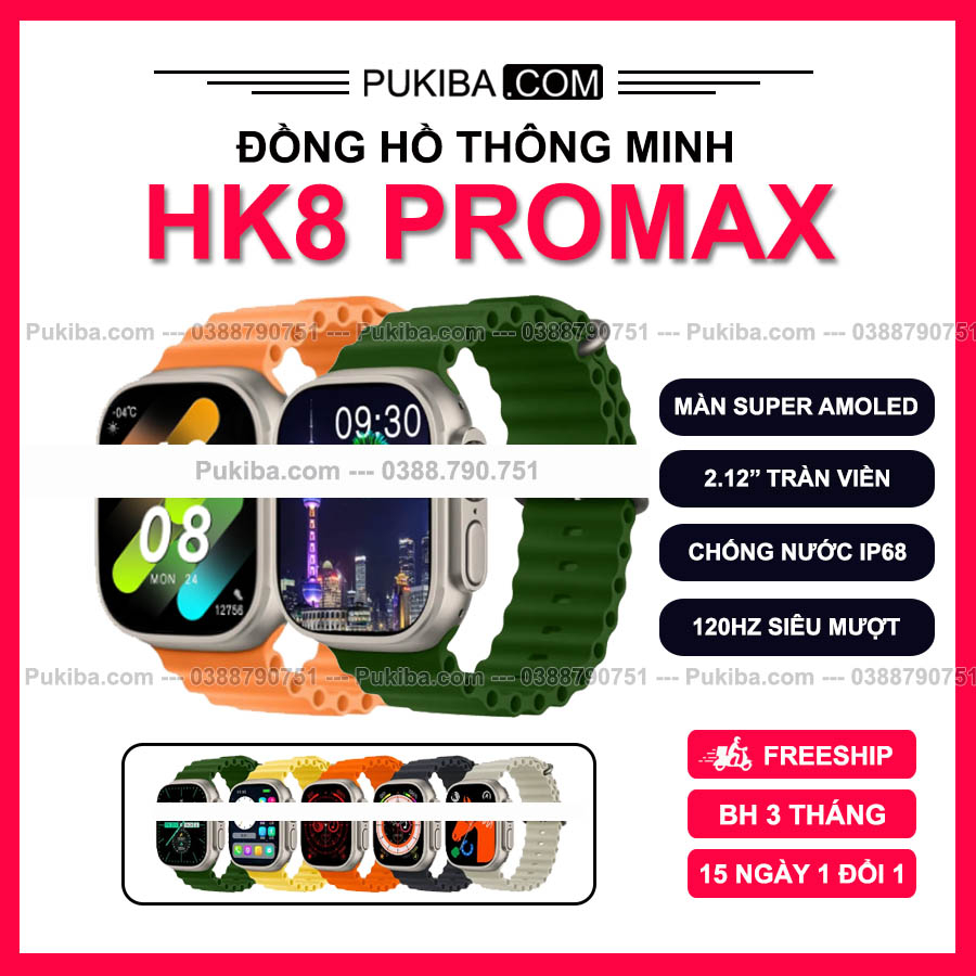 Đồng Hồ HK8 Pro Max - Màn Super Amoled 2.1inch Tràn Viền, 120hz Vuốt Siêu Mượt, Nhận Thông Báo, Nghe Gọi, Thể Thao