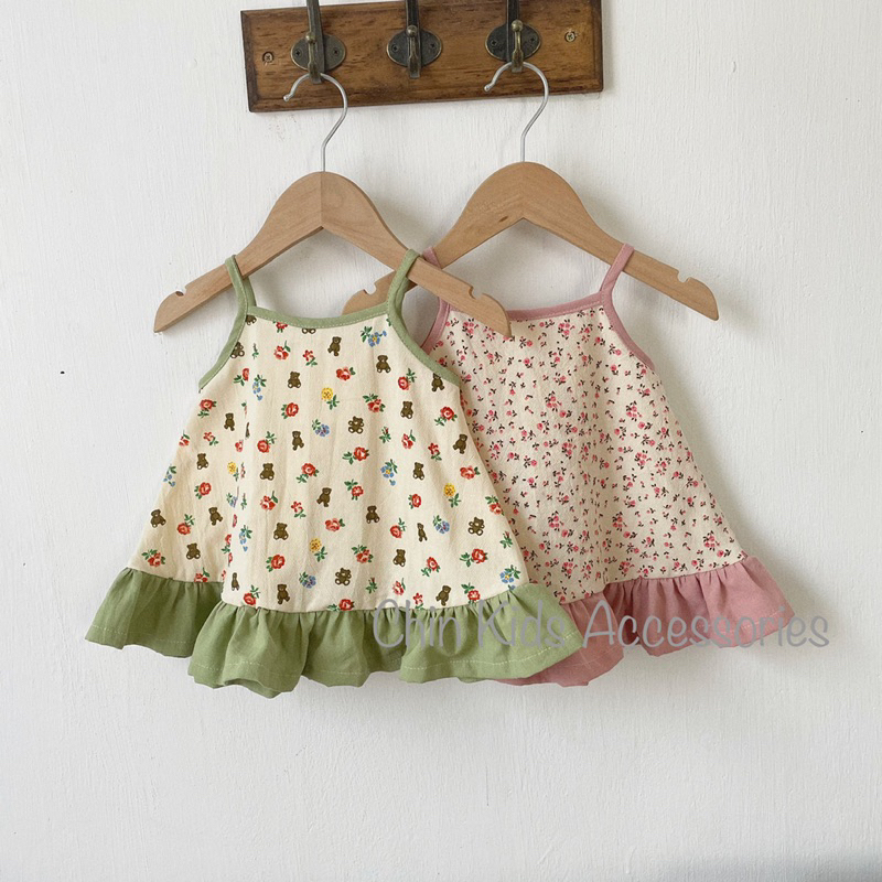 Váy talia thô kiện hai dây đơn giản cho bé