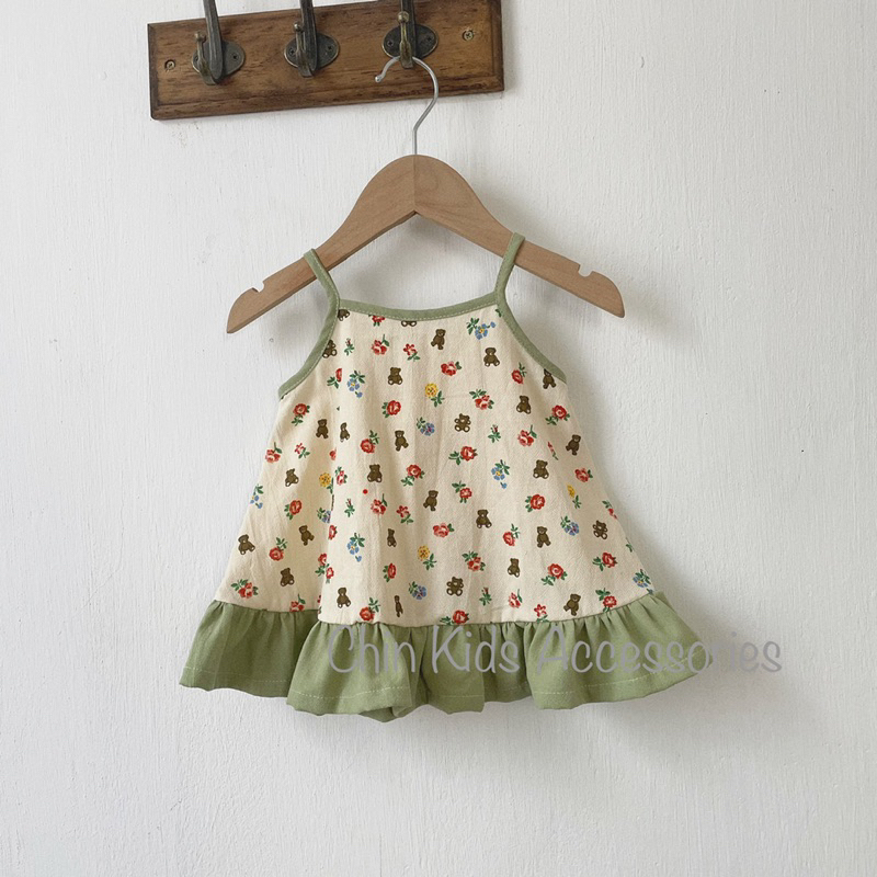 Váy talia thô kiện hai dây đơn giản cho bé