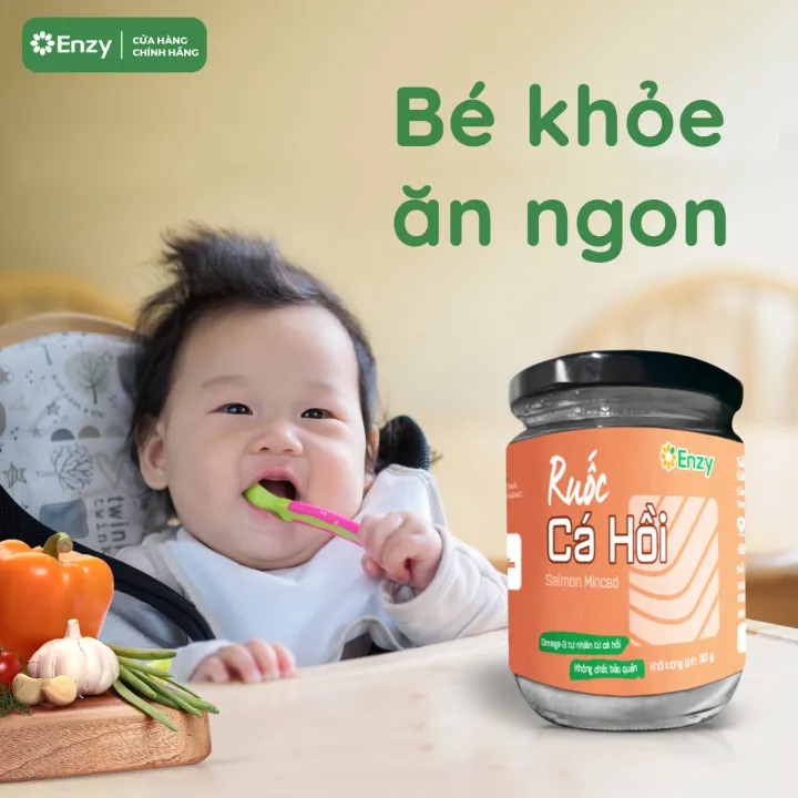 Ruốc Cá Hồi Cho Bé Ăn Dặm Enzy cho bé từ 10 tháng tuổi Lọ 60g