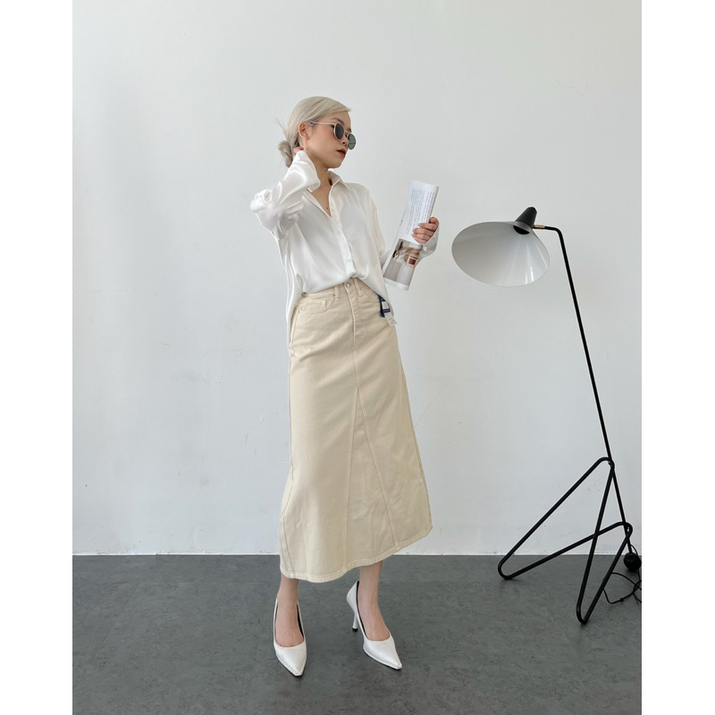 VJ036 Váy Midi dài kaki
