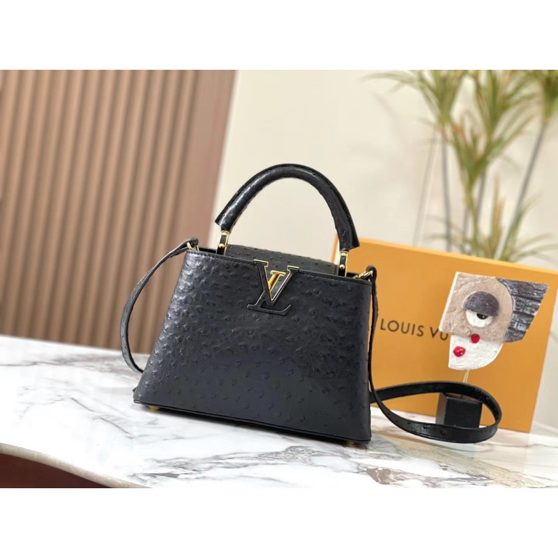 Túi LV Capucines hoạ tiết da đà điểu kích thước 27cm fullbox