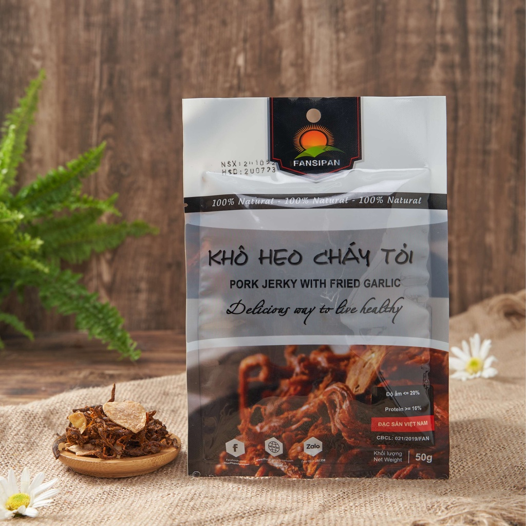 Combo 5 Gói Khô Heo Cháy Tỏi Fansipan 50g Đậm Đà An Toàn Vệ Sinh