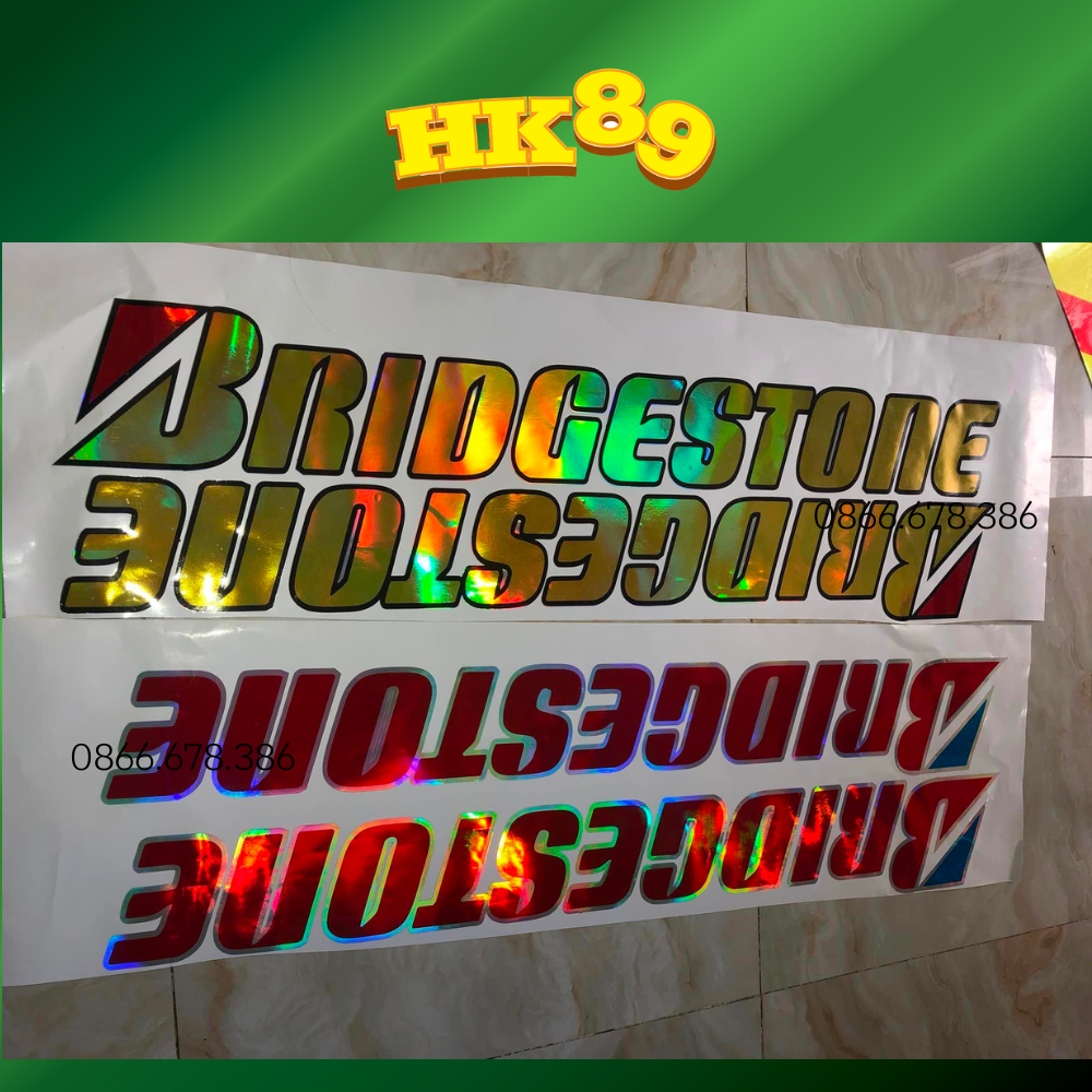 Chữ Bridgestone dán đầu xe ô tô, xe tải, xe đầu kéo - Tem dán kính trước xe Vàng, đỏ, xanh