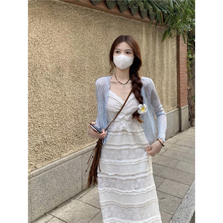 Đầm váy maxi 2 dây ren hai lớp dáng dài đi biển đi chơi