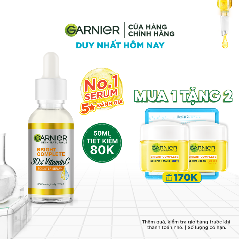 Tinh chất serum sáng da, giảm thâm mụn Vitamin C - Garnier Bright Complete 50ml | BigBuy360 - bigbuy360.vn