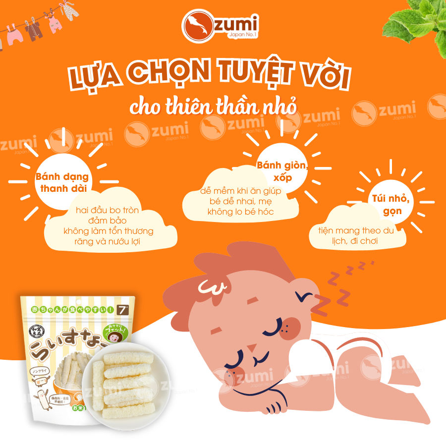 Bánh Gạo Ăn Dặm Cho Bé Naku Nội Địa Nhật Chính Hãng Ryohin 6 Tháng 7 Tháng 8 Tháng 9 Tháng gói 20Gr