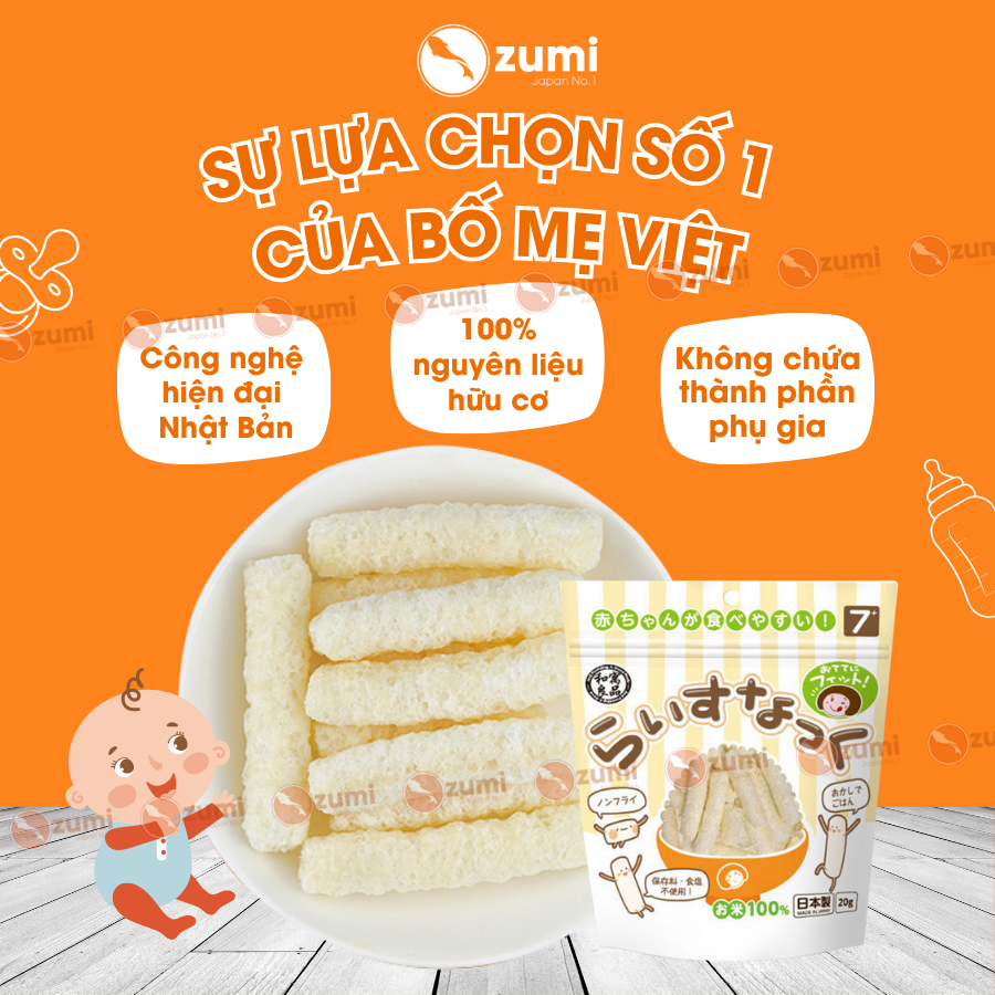 Bánh Gạo Ăn Dặm Cho Bé Naku Nội Địa Nhật Chính Hãng Ryohin 6 Tháng 7 Tháng 8 Tháng 9 Tháng gói 20Gr