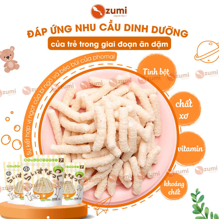 Bánh Gạo Ăn Dặm Cho Bé Naku Nội Địa Nhật Chính Hãng Ryohin 6 Tháng 7 Tháng 8 Tháng 9 Tháng gói 20Gr