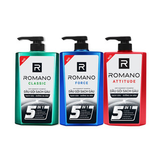 Dầu gội sạch gàu Romano hương nước hoa Classic/ Force/ Attitude 650g - 3 mùi hương có sẵn