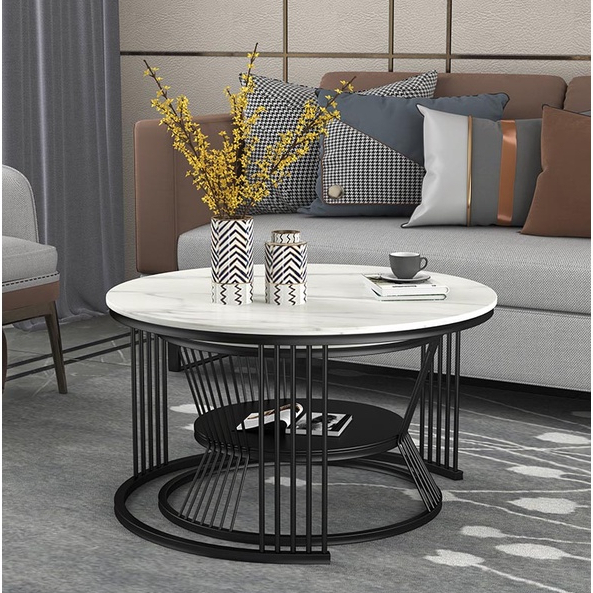 Bàn Trà Đôi, Bàn Sofa Mặt Đá Khung Thép Sang Trọng Nội Thất 3A Cao Cấp