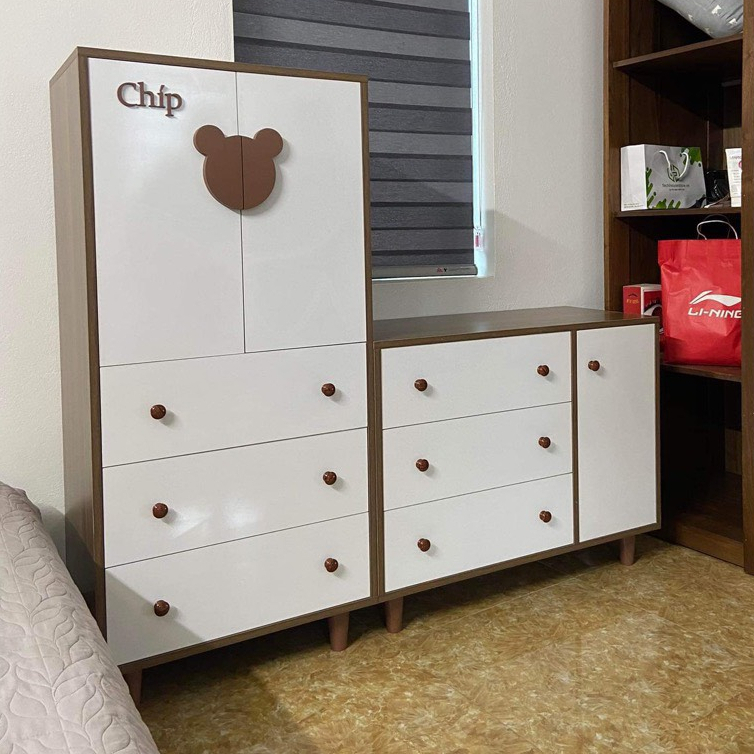 Tủ Quần Áo Bằng Gỗ Xinh Xắn Tiện Lợi Tặng Kèm Bảng Tên Cho Trẻ - Nhiều Mẫu Lựa Chọn