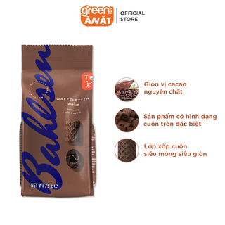 Bánh xốp cuộn cacao minis Bahlsen Đức 75g, lớp xốp cuộn siêu mỏng siêu giòn