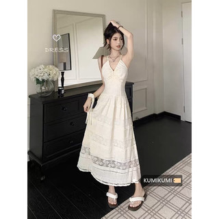 Đầm Váy Trắng Ren Maxi 2 Dây Dáng Dài Đi Biển Du Lịch Thời Trang Nữ