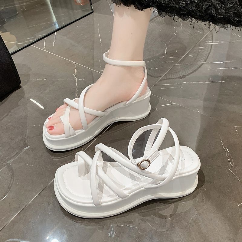 Giày sandal Atikota thiết kế hở ngón phối quai chéo màu trơn xinh xắn thời trang cho nữ_mã 337