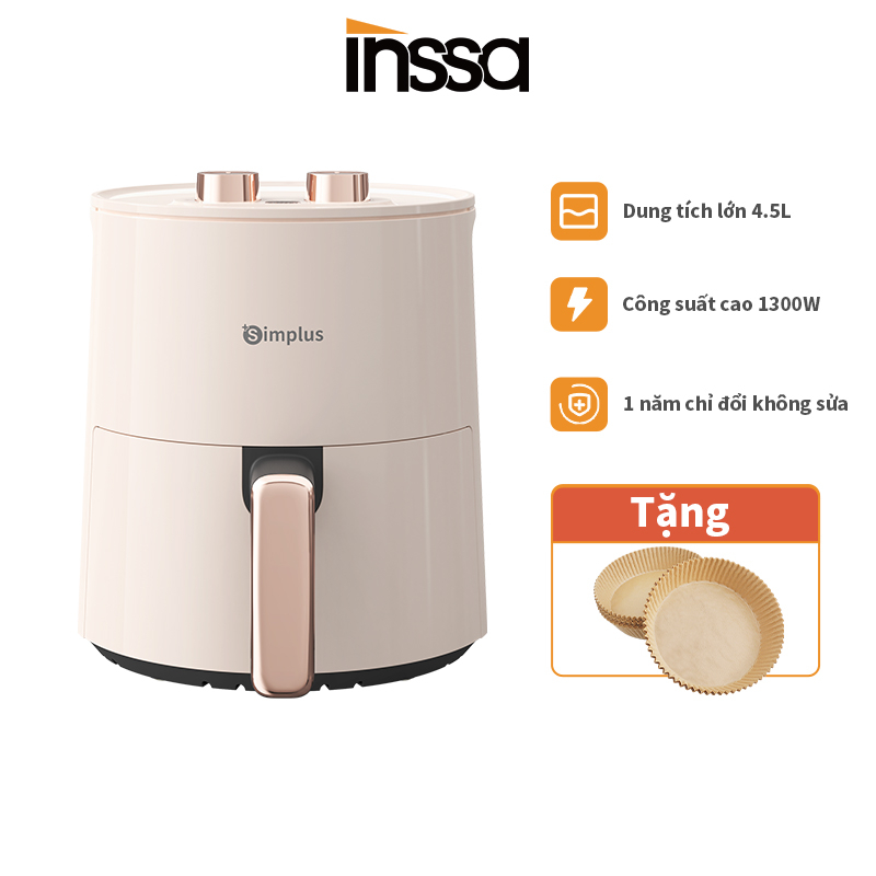 INSSA Nồi chiên không dầu 5L dung tích lớn chiên nướng đa năng không dầu mỡ Tặng kèm vỉ nướng