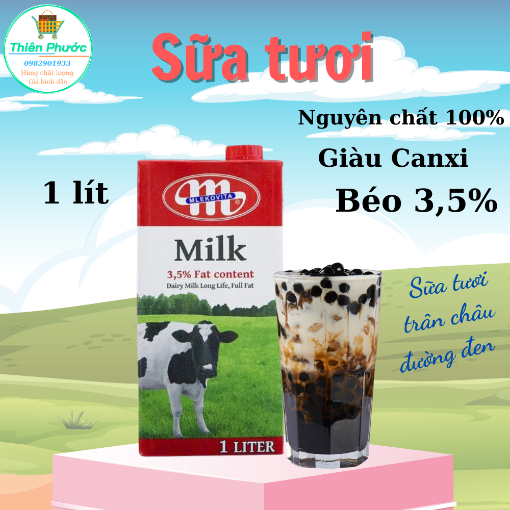 Sữa tươi Mlekovita (UTH milk) hộp 1 Lít 3,5% béo nhập khẩu từ Ba Lan