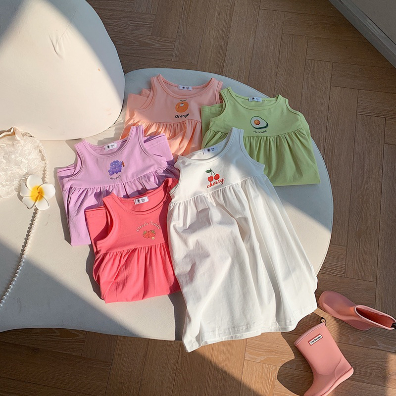 Váy cotton nhiều màu cho bé gái