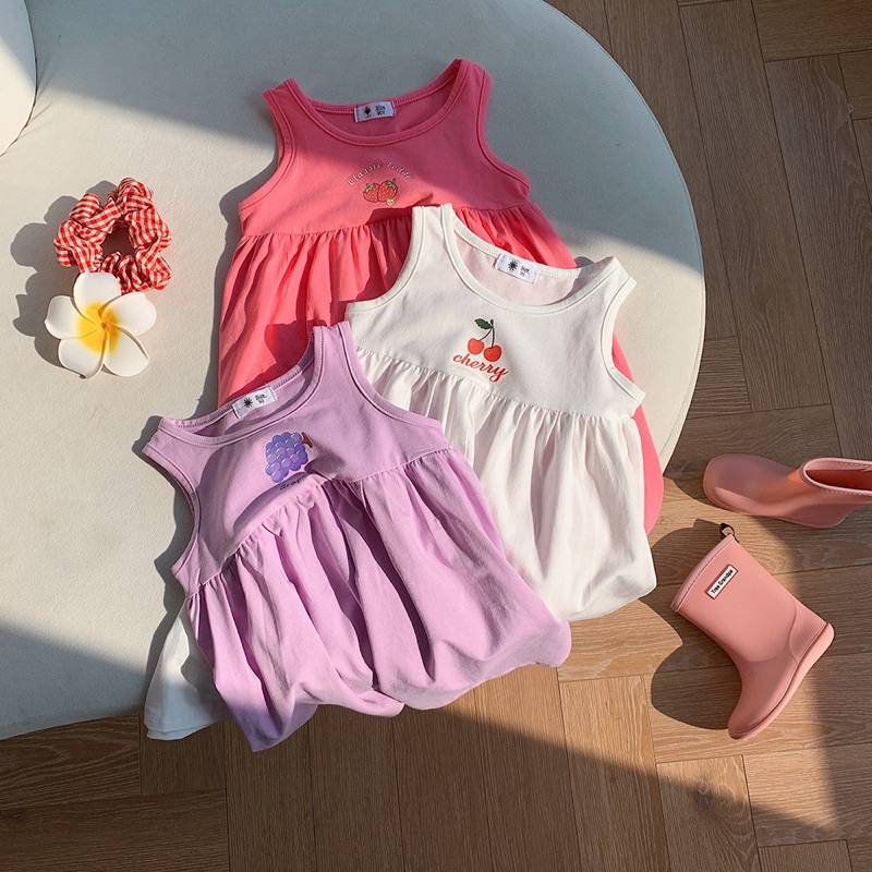 Váy cotton nhiều màu cho bé gái