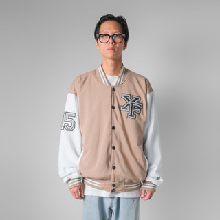 Áo Khoác Nỉ Bóng Chày Thêu Nam Nữ Bomber Varsity Jacket Form Rộng 2 Lớp Màu Tan By Local Brand Xfire