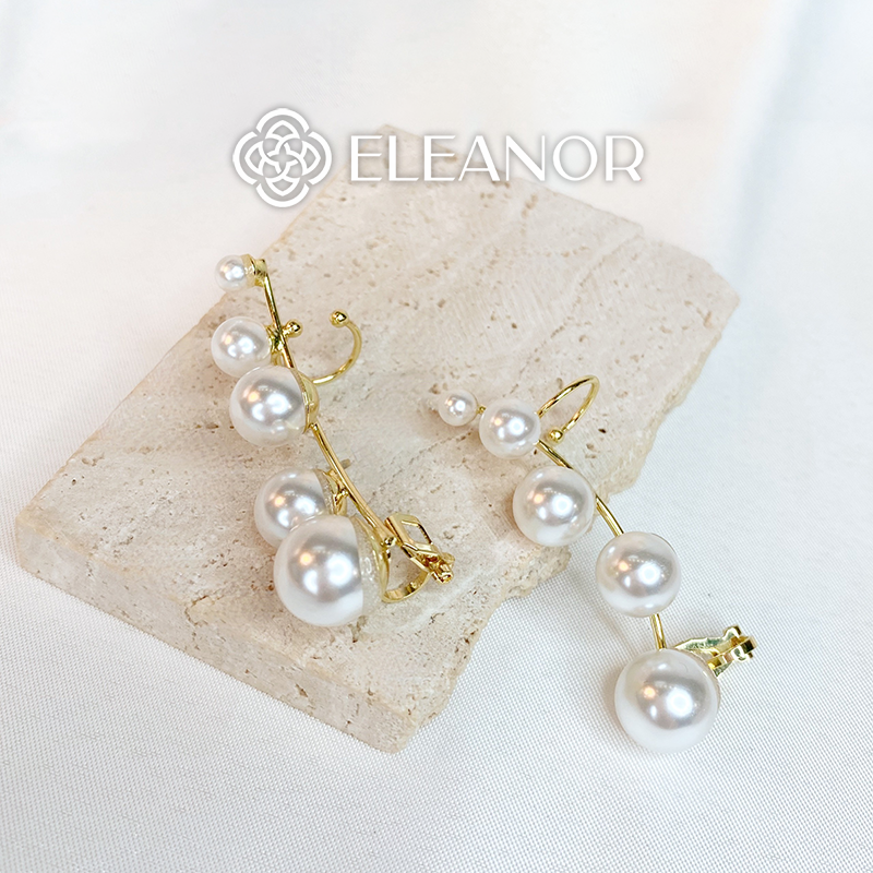 Bông tai nữ gắn vành Eleanor Accessories đính ngọc trai nhân tạo phụ kiện trang sức 5645