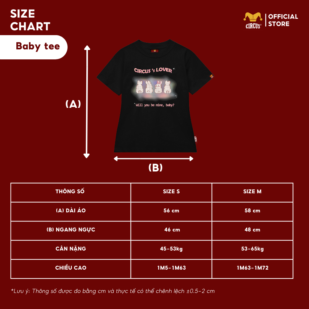 Áo thun Baby Tee local brand Circus 100% cotton 4c dày, co giãn - Mã BB03
