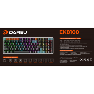 Bàn phím cơ Gaming DAREU EK8100 Black (100key, RGB led, Mới BH 24T)
