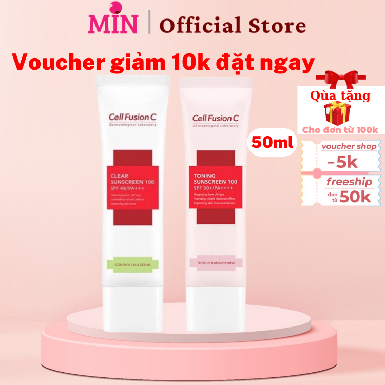 Kem Chống Nắng Nâng Tone Cell Fusion C Toning Suncreen 100 SPF 50+PA++++ 50ml Hàn Quốc Chính Hãng