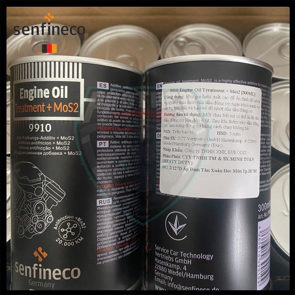 Senfineco 9910 Phụ Gia Nano Duy Trì Độ Nhớt Công Nghệ Mos2 Chống Mài Mòn Động Cơ - Engine Oil Treatment +  Mos2 - 300ML