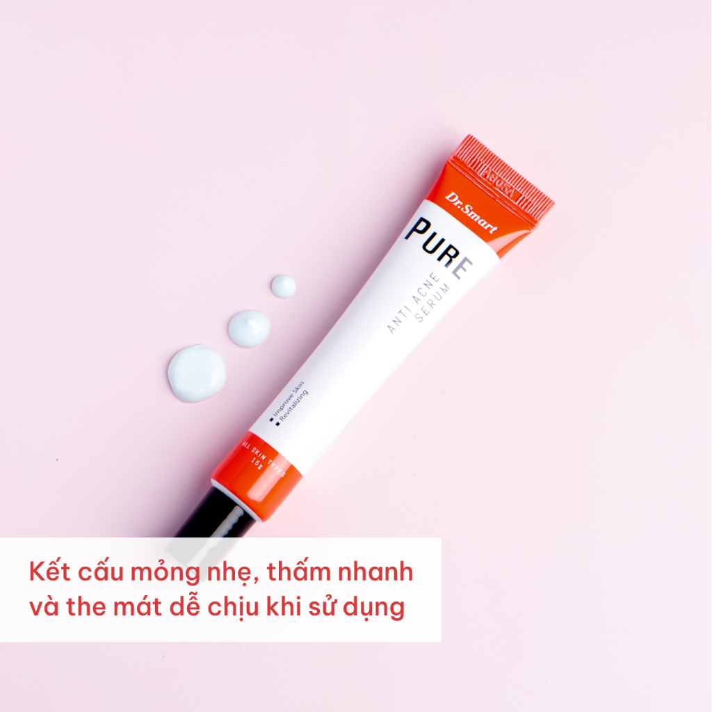 Serum giảm sưng mụn cho mọi loại da, serum giảm thâm mụn Anti Acne Serum Dr.Smart 15g