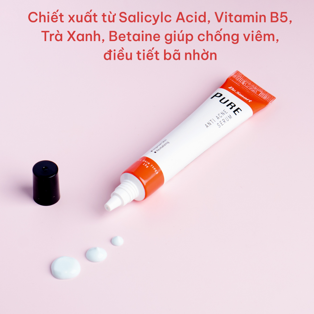 Serum giảm sưng mụn cho mọi loại da, serum giảm thâm mụn Anti Acne Serum Dr.Smart 15g
