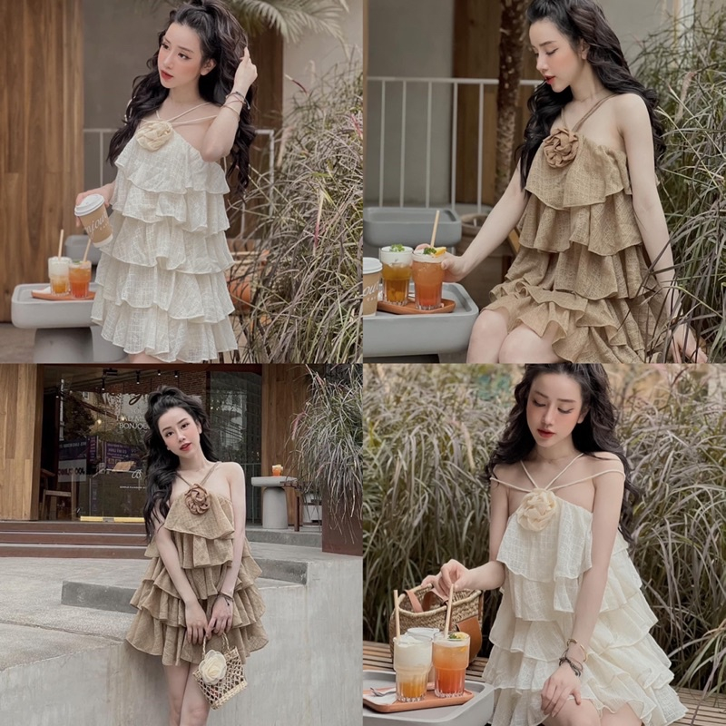 Váy Yếm Tầng Ren Hoa 2 Màu Sexy Hàng Dày Dặn 2 Lớp | BigBuy360 - bigbuy360.vn