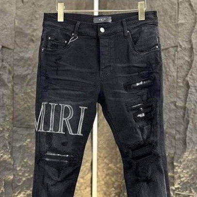 Quần jean dài nam chất denim cao cấp thêu logo chữ kèm vá da trắng cực chất form chuẩn skinny