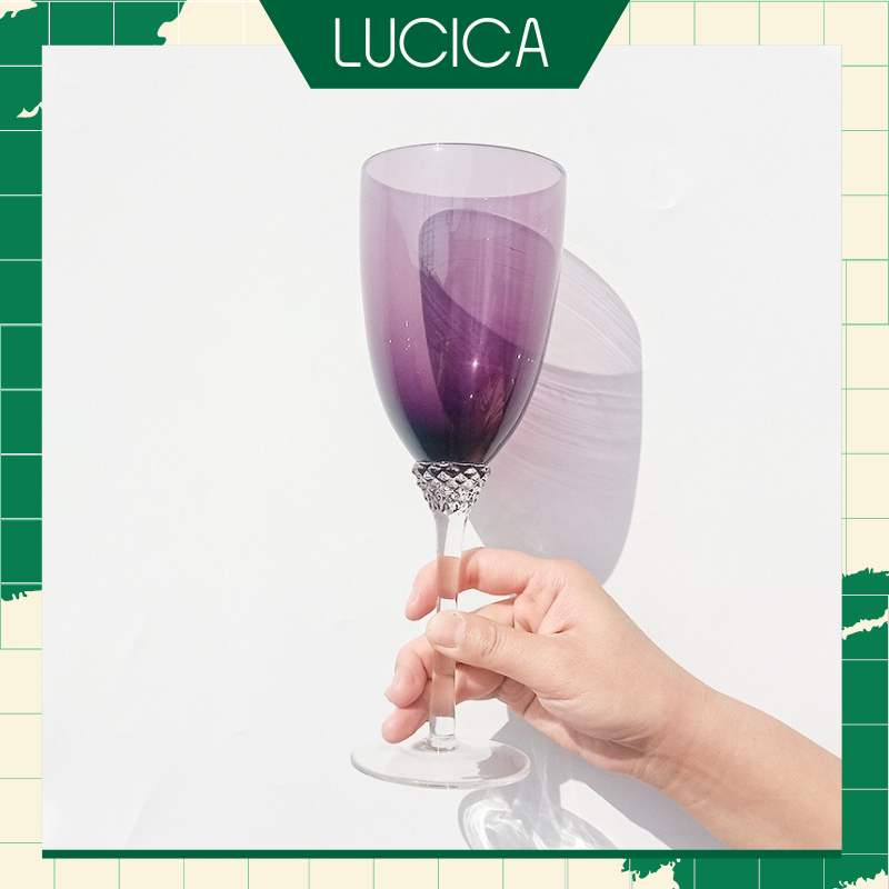 Ly uống rượu vàng thuỷ tin màu tím phong cách Pháp sang trọng thanh lịch cốc dành cho trang trí decor bàn tiệc Lucica