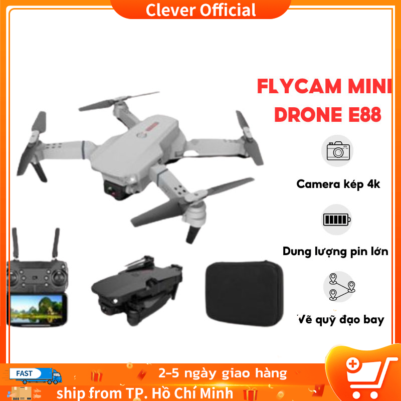 Flycam mini máy bay điều khiển từ xa E88 Pro JOLA trang bị camera mini drone mini điều khiển từ xa có kết nối điện thoại