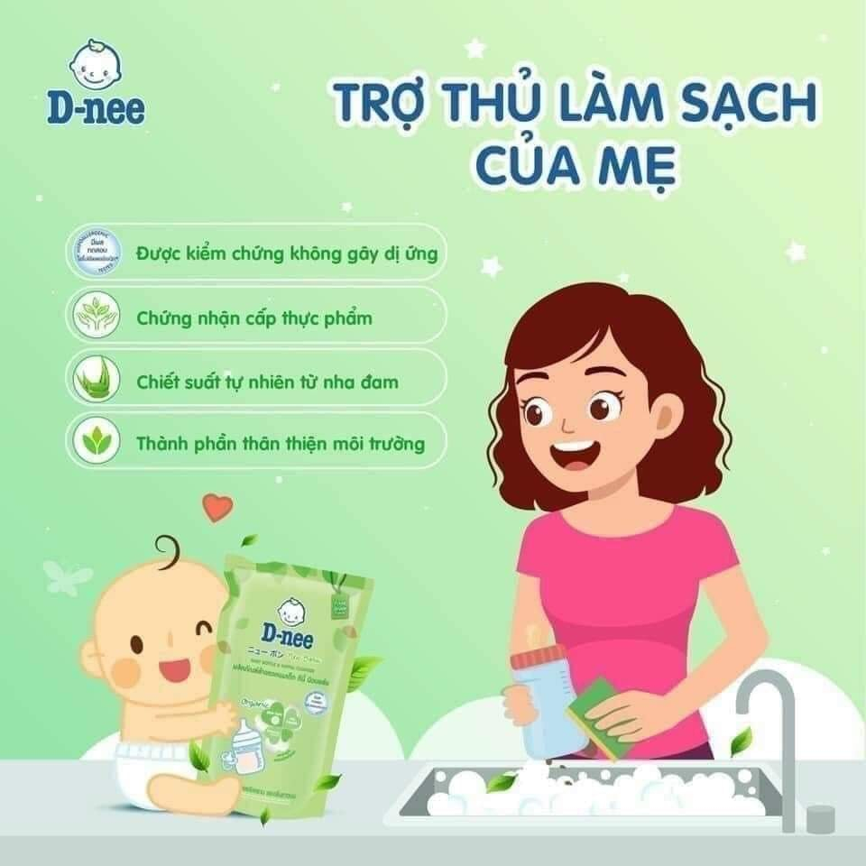Nước Rửa Bình Sữa Dnee Organic Thái Túi 550ml An Toàn Cho Bé