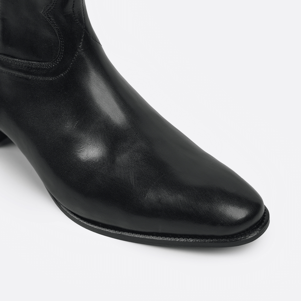 Giày Boots Nam TARMOR Dây Kéo Màu Đen Da Thật Zipper Boots In Black Leather