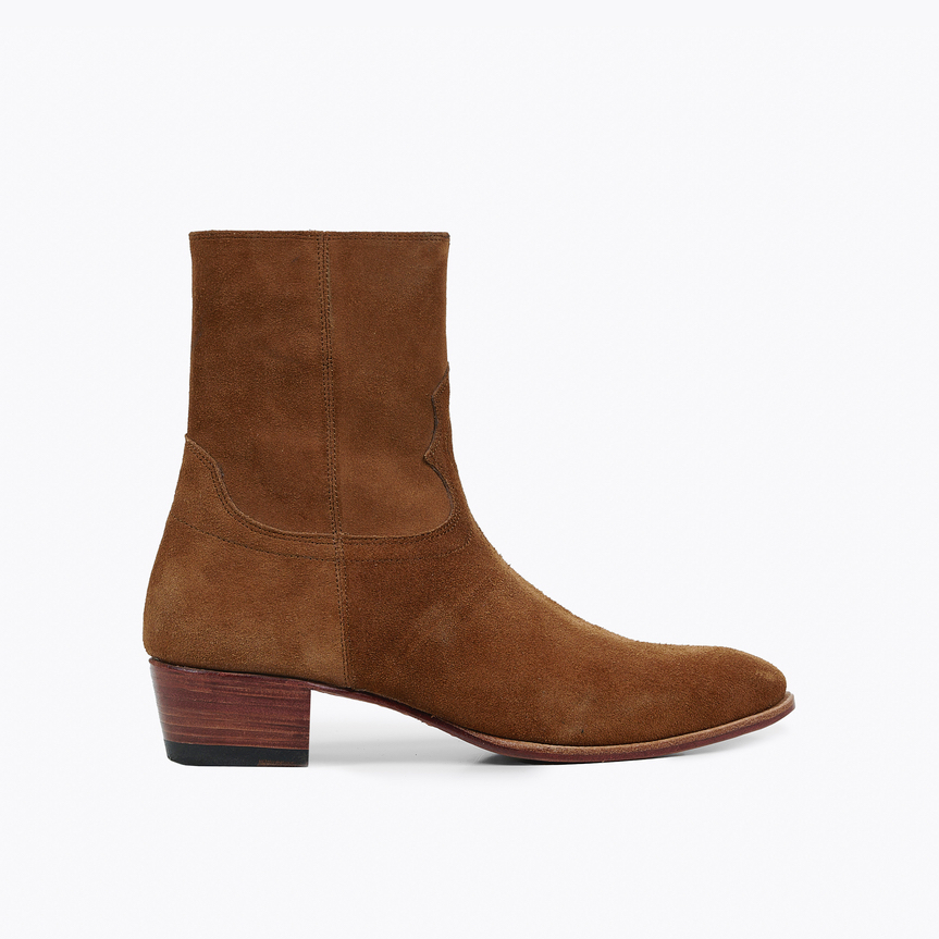 Giày Boots Nam TARMOR Dây Kéo Màu Nâu Da Lộn Zipper Boots In Tobacco Suede