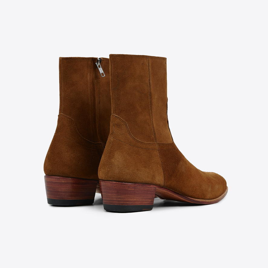 Giày Boots Nam TARMOR Dây Kéo Màu Nâu Da Lộn Zipper Boots In Tobacco Suede