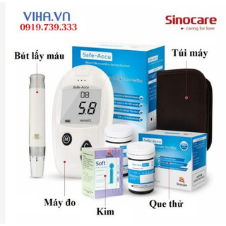 Máy đo đường huyết Sinocare Safe Accu + 50 que thử + 50 kim lấy máu