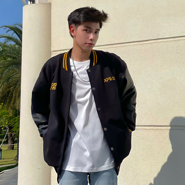Áo Khoác Nỉ chữ thêu Nam Nữ Bóng Chày Bomber Varsity Form Rộng Nhiều Màu Đẹp Cao Cấp 2 Lớp By XFIRE VAR-ESSNI